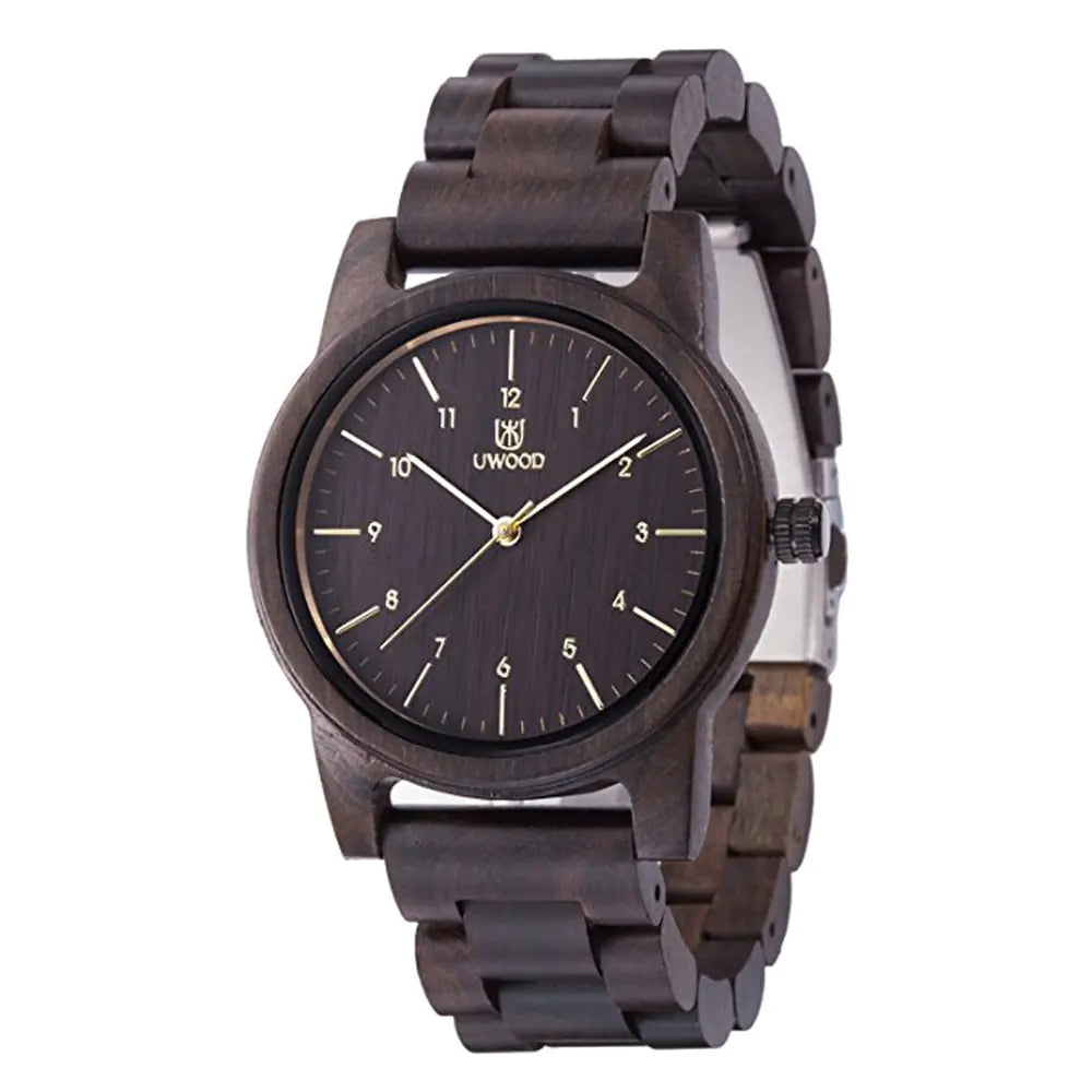 UWOOD Men's Wooden Quartz Watch - Black Sandalwood