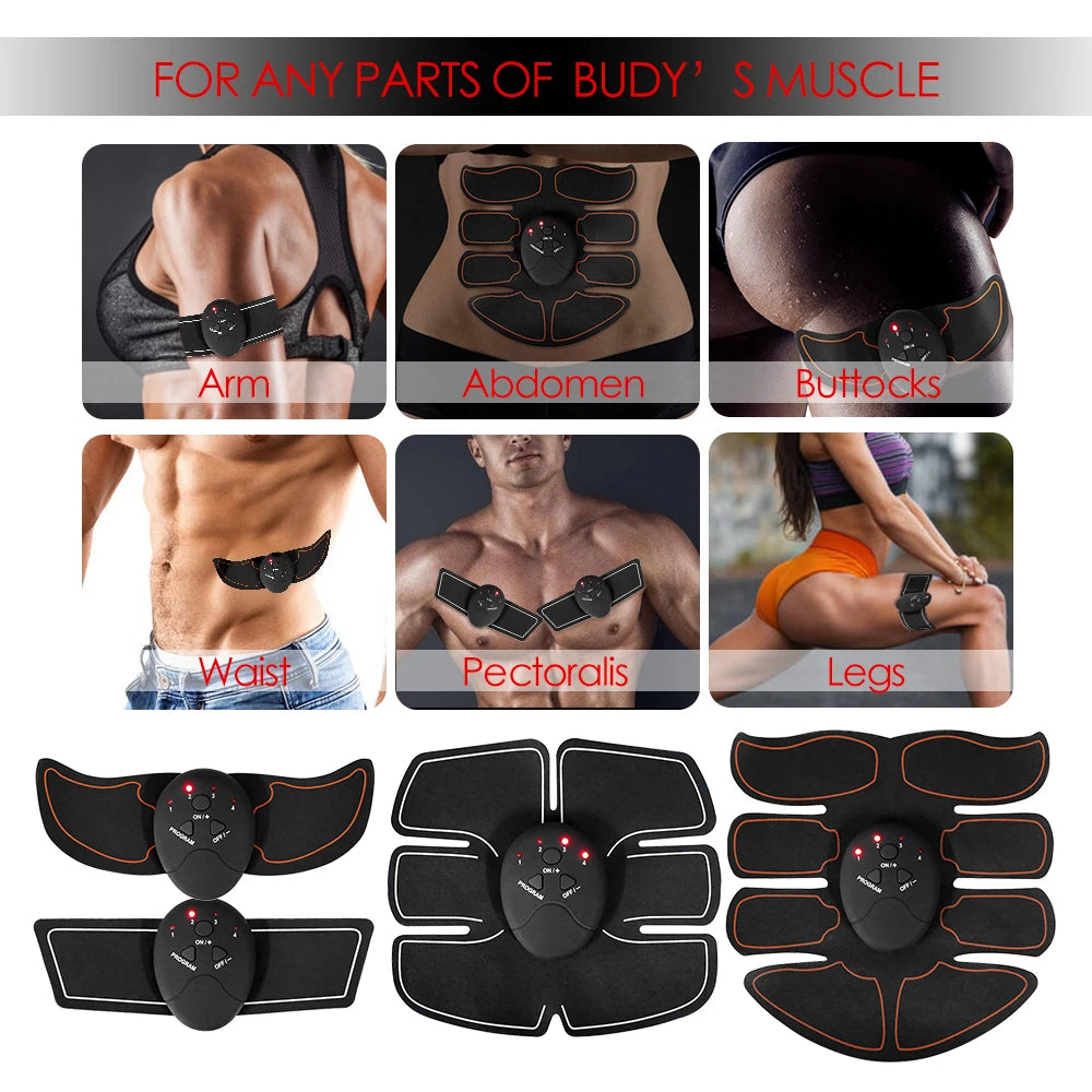 EMS Muscle Stimulator Hips Arms Abdomen Trainer Abs Wireless Smart Abdominal Muscle Home Slimming Fitness Patch Massage Machine