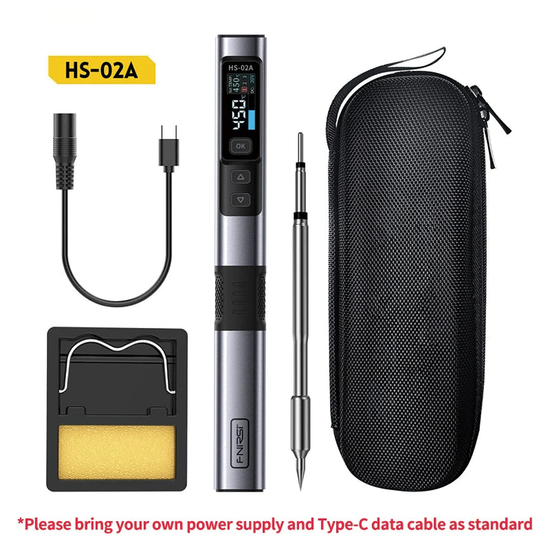 FNIRSI HS-02 100W Portable Soldering Iron Kit Soldering Iron Tips Smart Digital Soldering Iron Pen Tool for Electronics