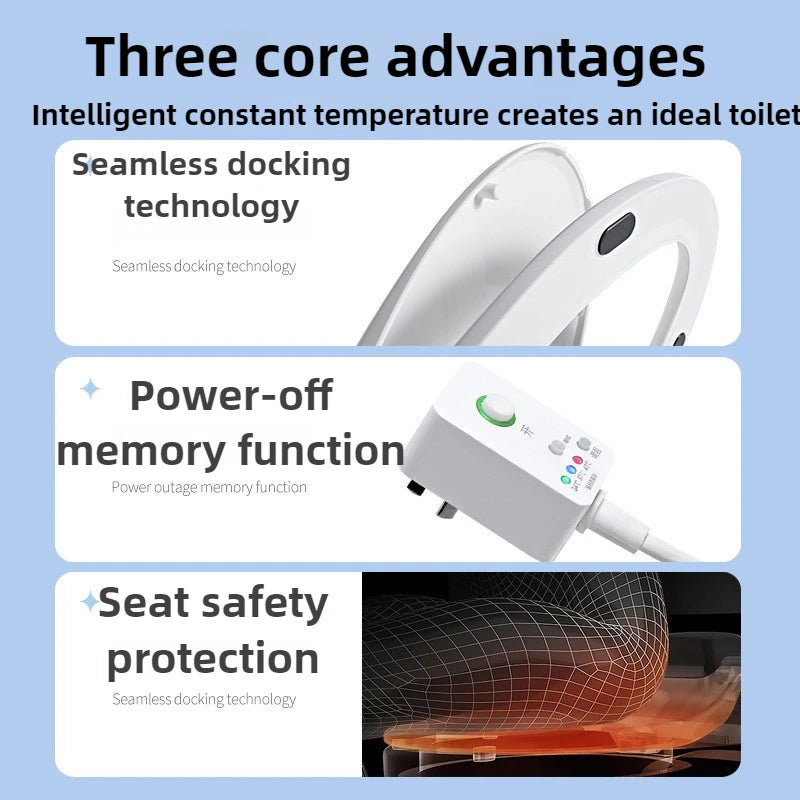 220V Heated Toilet Cover, Seat Heating, Three-speed Temperature Regulation, Smart, Toilet Seat Cover, Waterproof V U, Household, Winter