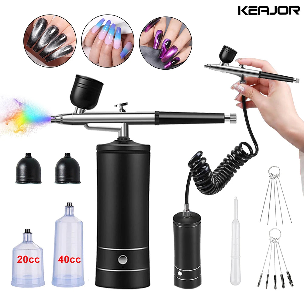 Airbrush Nails Art Painting Compressor Portable Air Brush Cake Paint Spray Gun Cordless Mini Airbrush For Nail Decoration Makeup