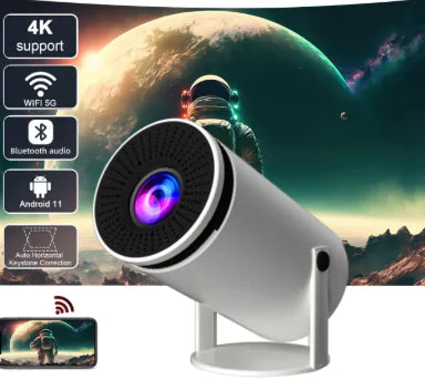 HY300 Portable Smart Projector - Android 11, WiFi 6 & 180° Rotating Stand