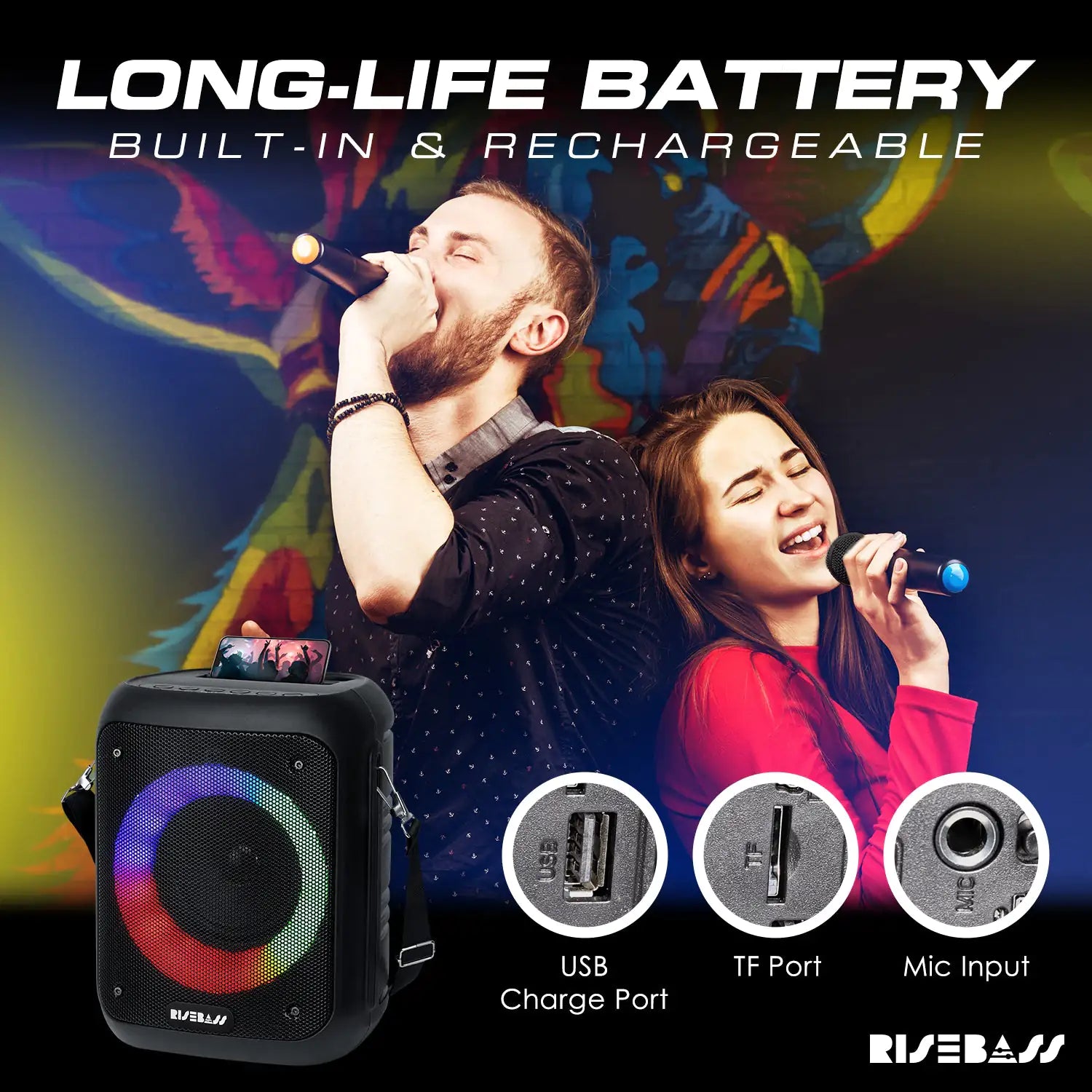 Risebass Portable Karaoke Machine: Your Party-Ready Performer