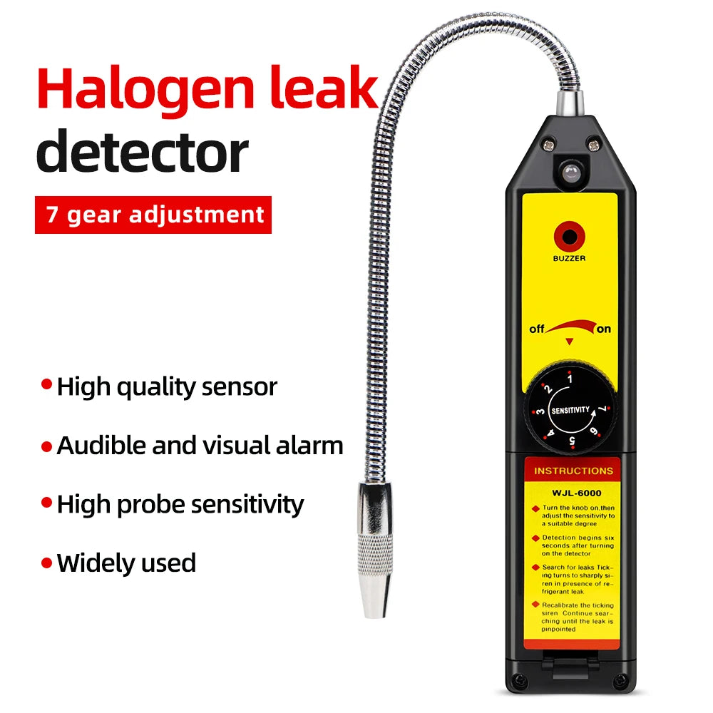 Halogen Leak Detector Freon Gas Analyzer CFC HFC HVAC Halogen Refrigerant Gas Detector Air Conditioning Tester R22 R410A R134A