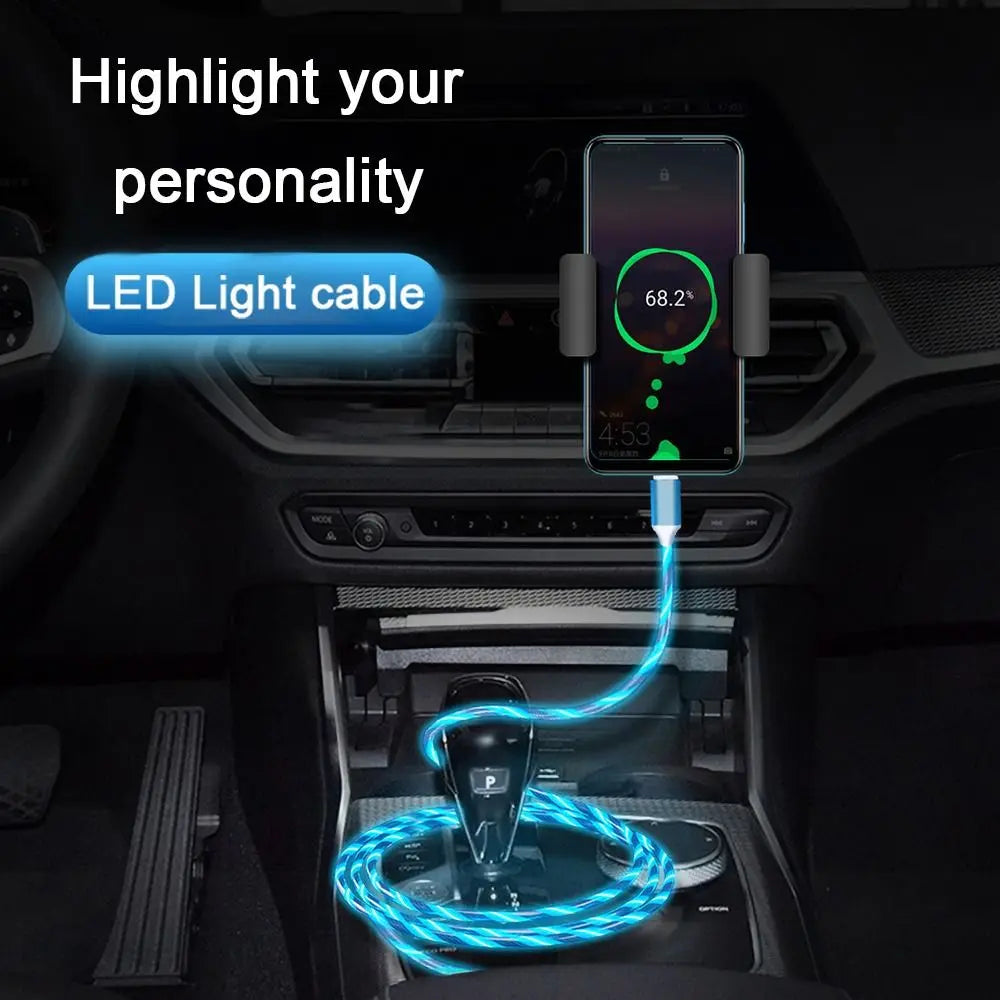 LED USB C Wire Micro USB Luminous Data Line Type C Type C Data Cord Glowing Cable Charge Wire Mobile Phone Charging Cables
