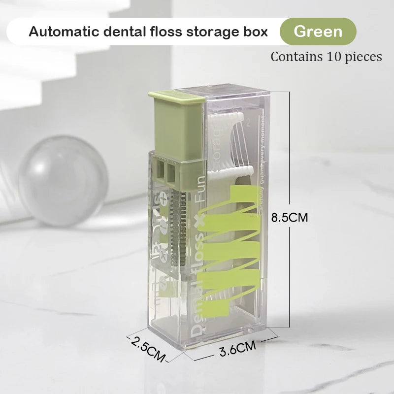 Auto-Floss Pro One-Touch Floss Storage Box Smart Pop-Up Dental Floss Holder with 10 Pre-loaded Refills Portable Oral Care Kit