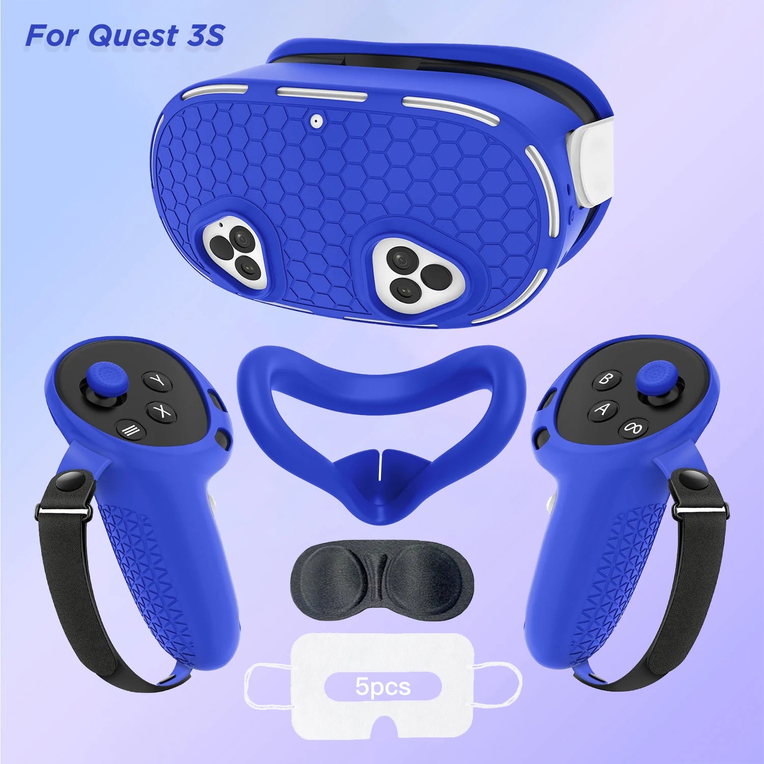 Silicone Protective Cover for Meta Quest 3S Accessories，VR Headset Controller Anti-Scratch Soft Shell Case For Oculus Quest 3S