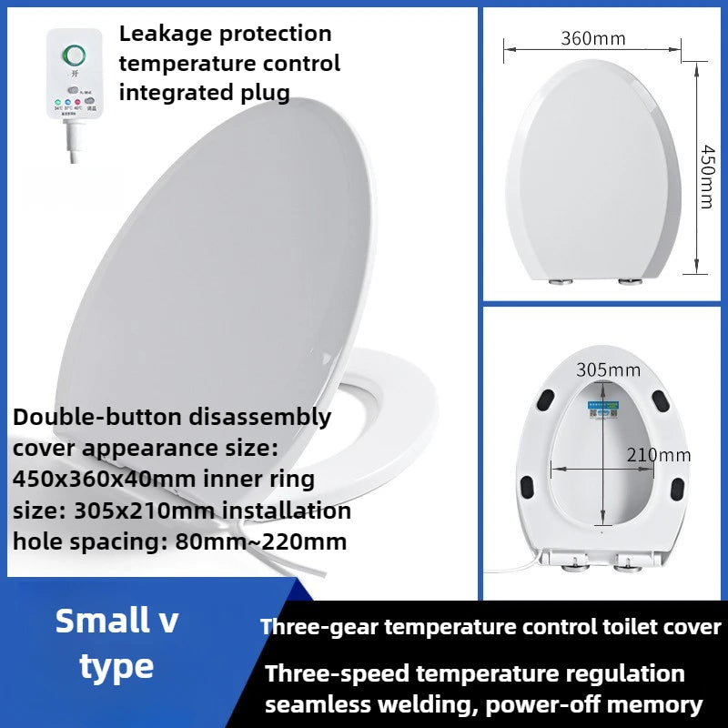 220V Heated Toilet Cover, Seat Heating, Three-speed Temperature Regulation, Smart, Toilet Seat Cover, Waterproof V U, Household, Winter Small V 220V