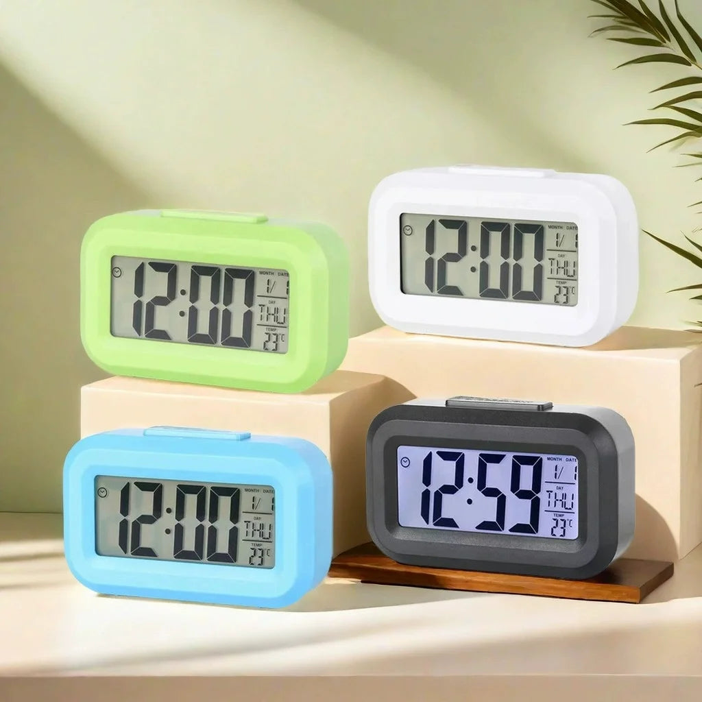 12/24h Led Digital Display Alarm Clock Home Bedside Battery Power Multifunction Snooze/Temperature Night Light Date Alarm Clock
