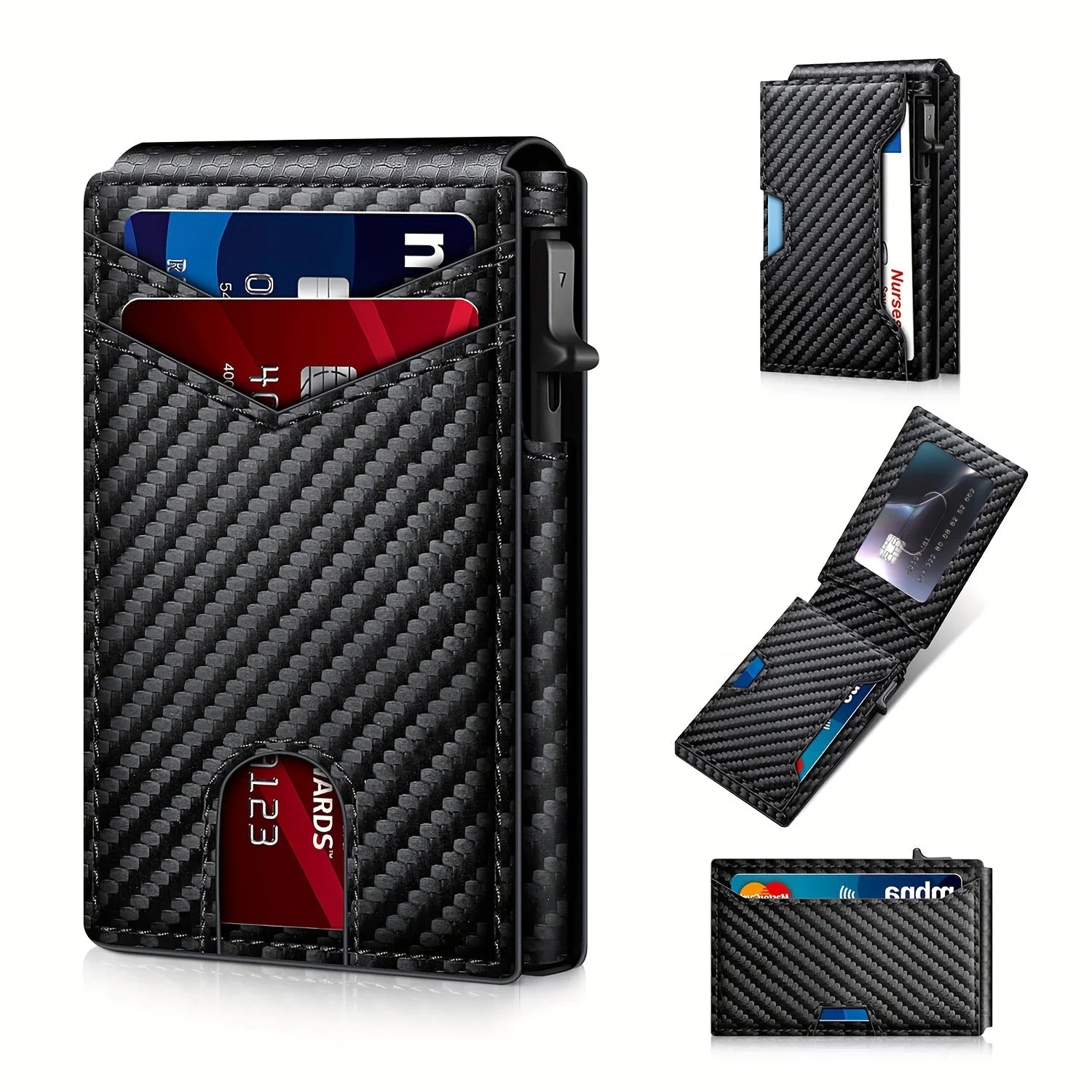 E-Z Wallet - Stylish RFID-Blocking Pop-Up Card Holder for Men, Secure Design,Black, Business Style, Fast Access Wallet