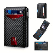 E-Z Wallet - Stylish RFID-Blocking Pop-Up Card Holder for Men, Secure Design,Black, Business Style, Fast Access Wallet