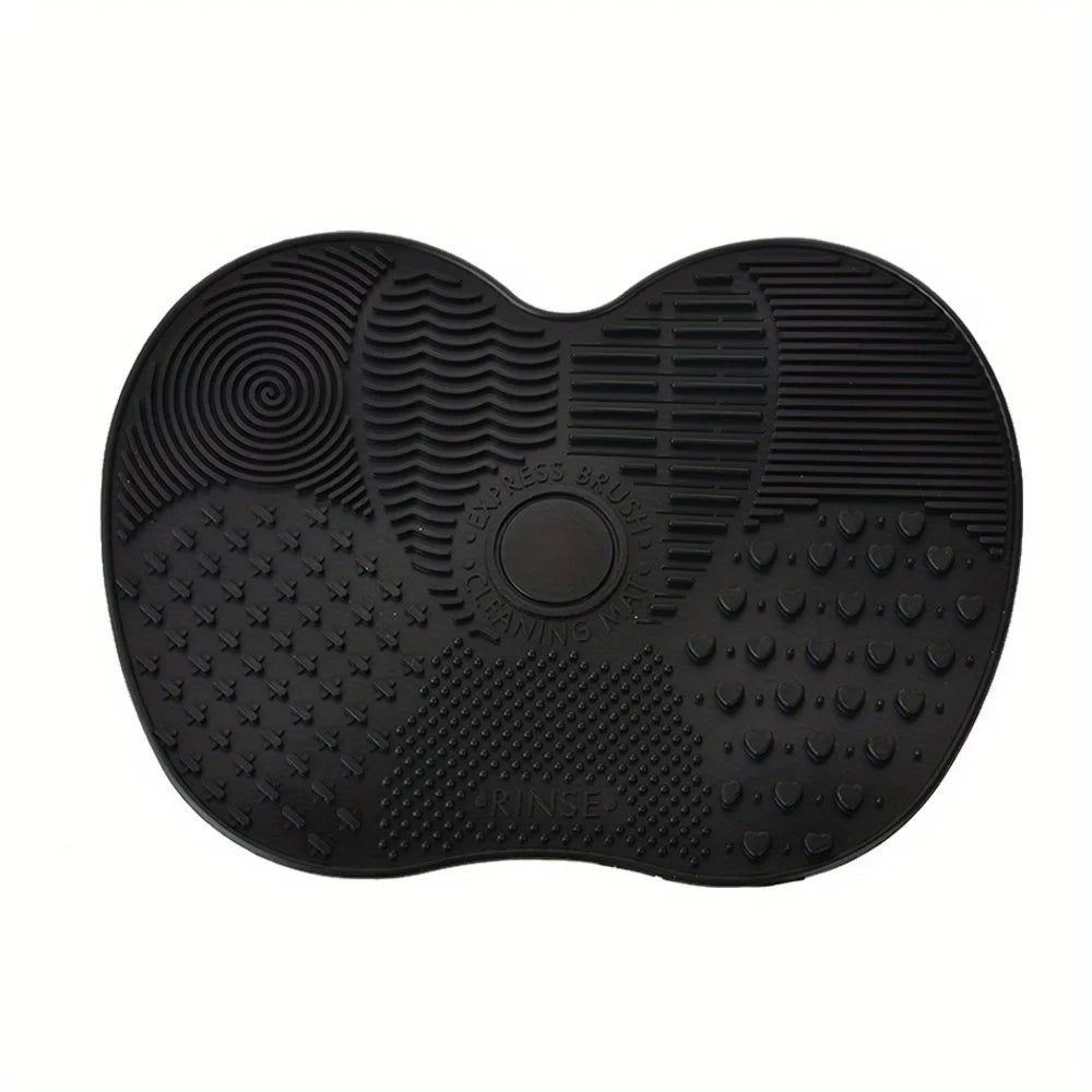 Silicone Apple-Shaped Brush Scrubbing Pad with Suction Cup Secure Hold, Beauty Tool for Gentle Makeup Brush Cleaning, Reusable