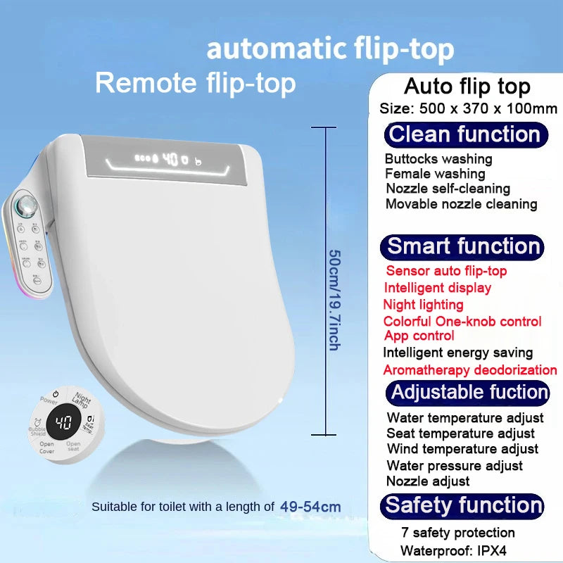 WETIPS AI Toilet Seat, WC, Japonais, Chauffant Cuvette, Toilette, Japonaise Smart Japanese, Toilet Bidet App Flip Top Toilette Seat