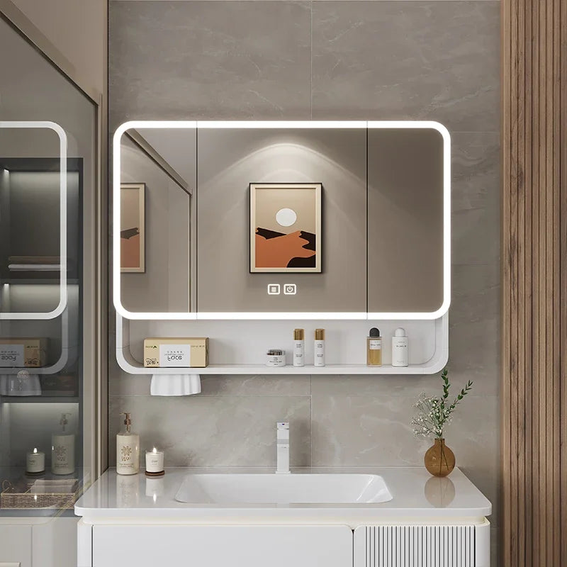 Aluminum, Alloy Arc, Smart, Bathroom, Mirror, Cabinet, Wall Mounted Storage, Locker, LED, Light, Bathroom, Furniture, Muebles, Para Baño FYBC