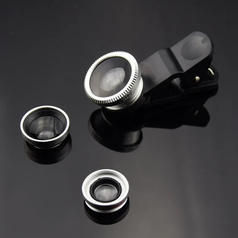 3 in 1 Fisheye Phone Lens Wide Angle Zoom Lens Fish Eye Macro Lenses Camera Kits With Clip Lens On The Phone For All Smart Phone