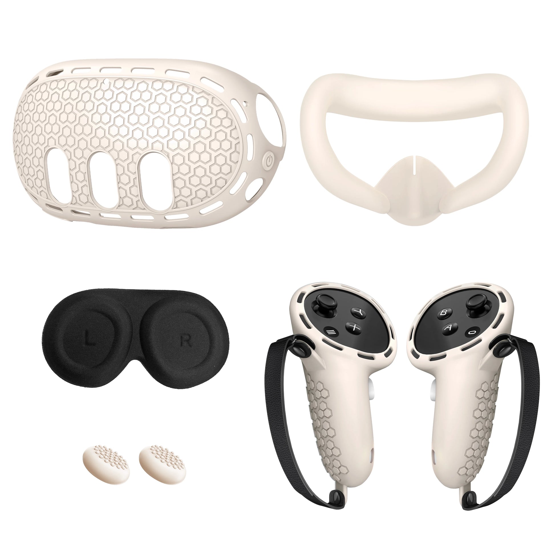 VR Accessories for Meta Quest 3, 4 in 1 Silicone Protective Case Set for Quest 3,Controller Grip Cover,VR Shell Cover,Face Cover