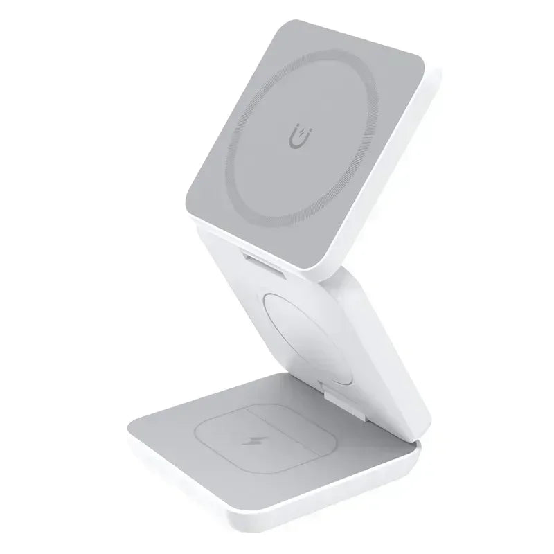 3 In 1 Foldable Magnetic Wireless Charger Stand For iPhone 16 15 14 13 Pro Max iWatch 10 9 AirPods Fast Charging Station Holder