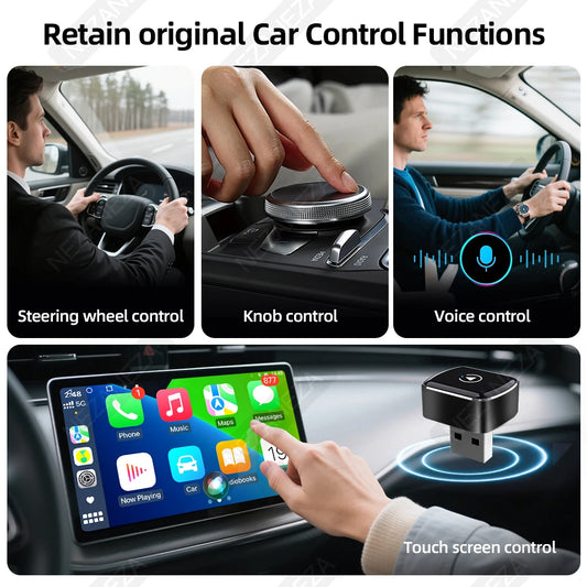 2 in 1 Wireless CarPlay Adapter for OEM Car Radio Mini Dongle Wired to Wireless CarPlay Android Auto Type C USB Plug and Play