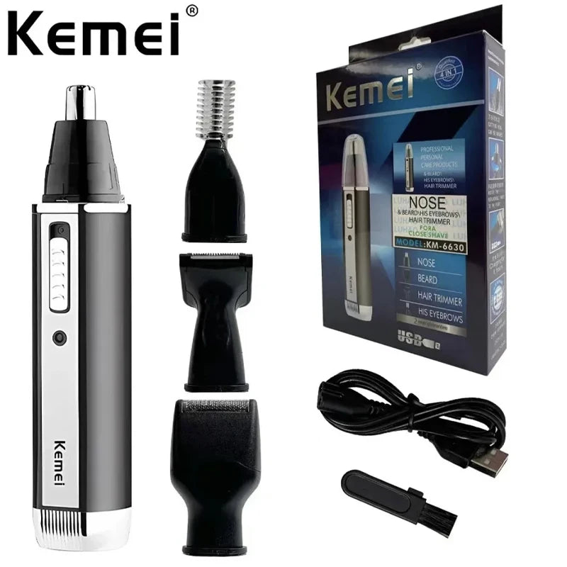 ‌Rechargeable 4in1 Multifunctional Trimmer for Men Painless Nose Ear Eyebrow Beard Hair Removal with LED Light Cordles
