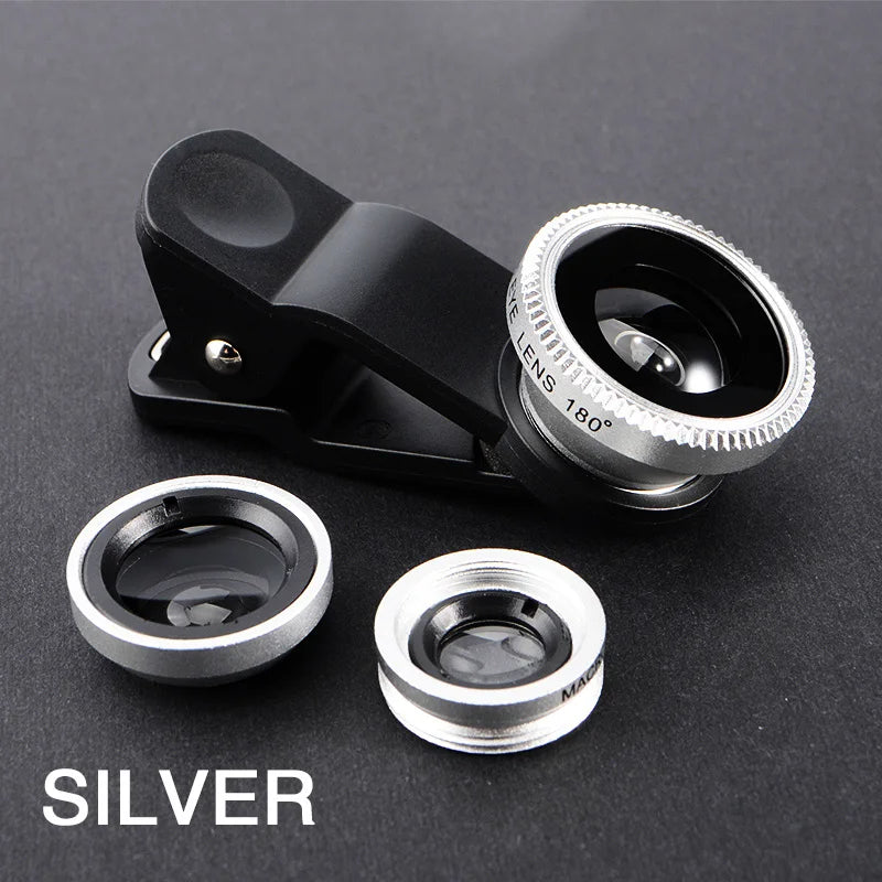 3 in 1 Fisheye Phone Lens Wide Angle Zoom Lens Fish Eye Macro Lenses Camera Kits With Clip Lens On The Phone For All Smart Phone