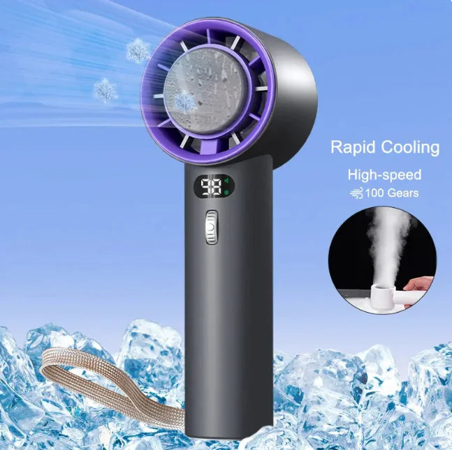 Portable Handheld Turbo Fan with Cooling and Adjustable Wind Speeds, 3000mAh Battery