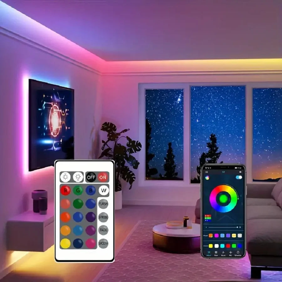 5V RGB LED Strip Lights Smart Bluetooth 24Key Remote Flexible Diode Lamp Tape SMD 5050 30LEDs/M For Room Home Decor TV Backlight
