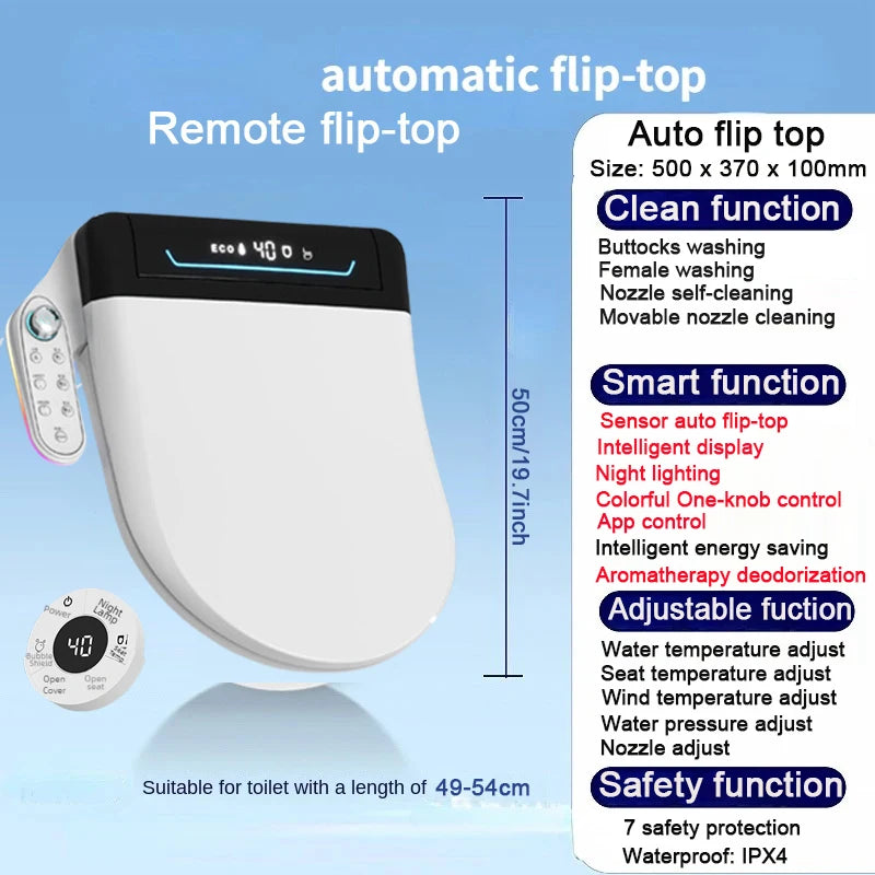 WETIPS AI Toilet Seat, WC, Japonais, Chauffant Cuvette, Toilette, Japonaise Smart Japanese, Toilet Bidet App Flip Top Toilette Seat AU plug-220V-B
