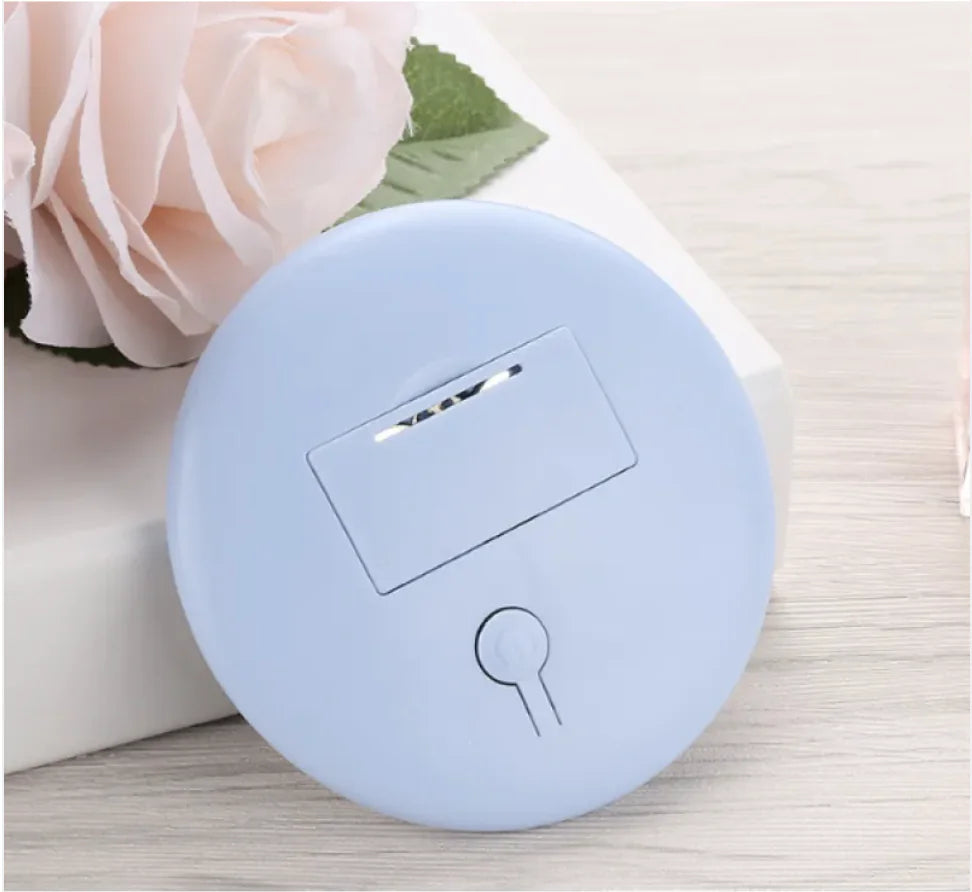 Rechargeable LED Makeup Mirror | HD Portable Beauty Mirror Blue Battery