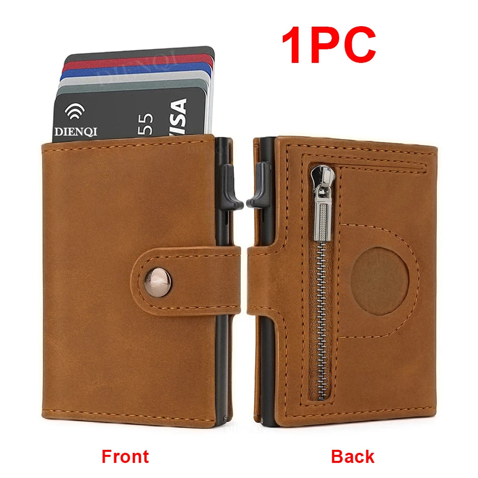 Airtag Wallet Rfid Credit Card Holder Men Wallets Trifold Luxury Slim Air Tag Tracker Minimalist Cardholder Case Presents Choice Brown