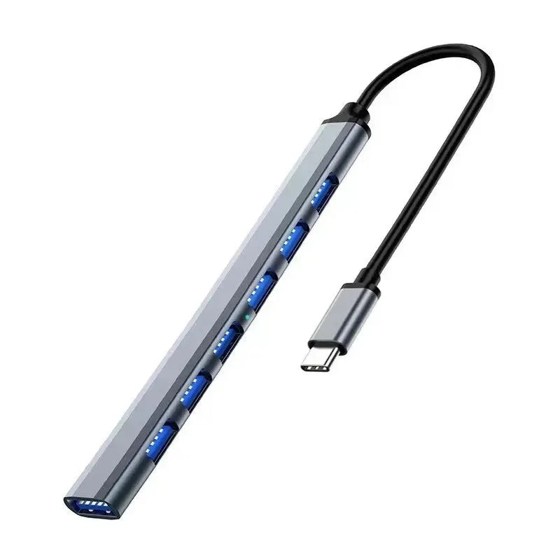 7 Ports USB 3.0 Type C HUB Expander Splitter High Speed OTG Adapter Docking Station For LaptopPC Hard Drive Mouse Keyboard