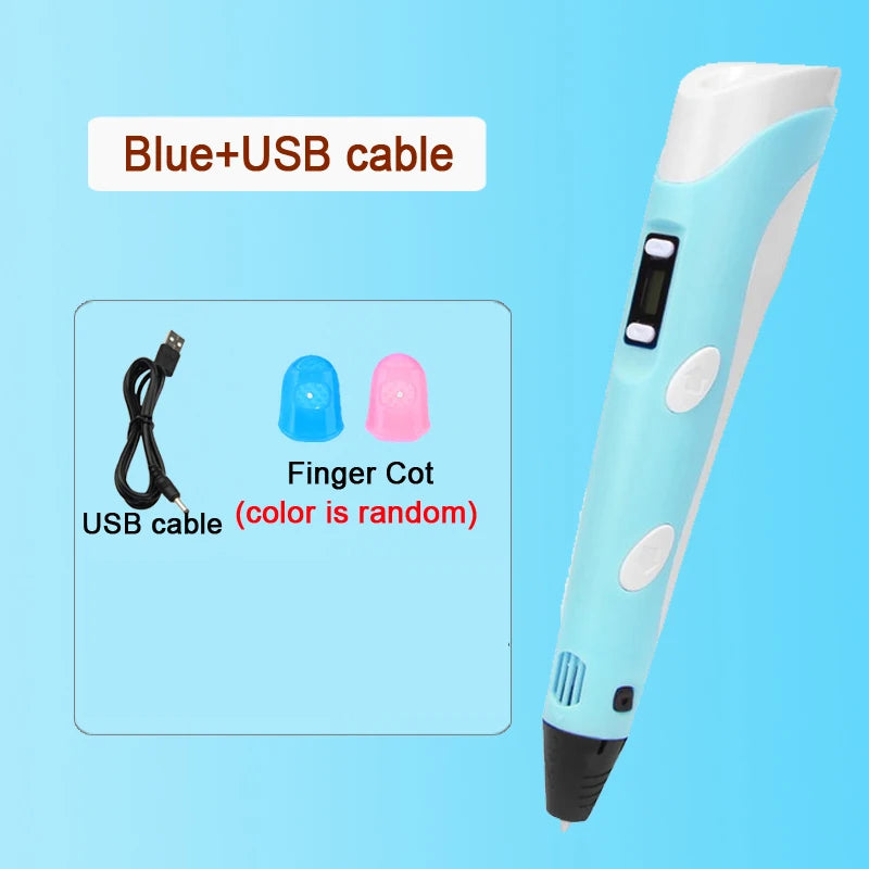 3D Pen LED Screen DIY 3D Printing Pen PLA Filament 3D Printer Pen Drawing Stift Creative Toy Gift For Kids Design Drawing