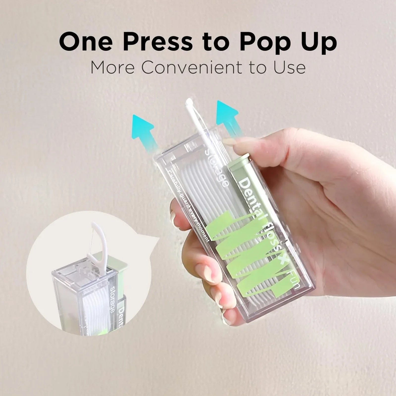 Auto-Floss Pro One-Touch Floss Storage Box Smart Pop-Up Dental Floss Holder with 10 Pre-loaded Refills Portable Oral Care Kit