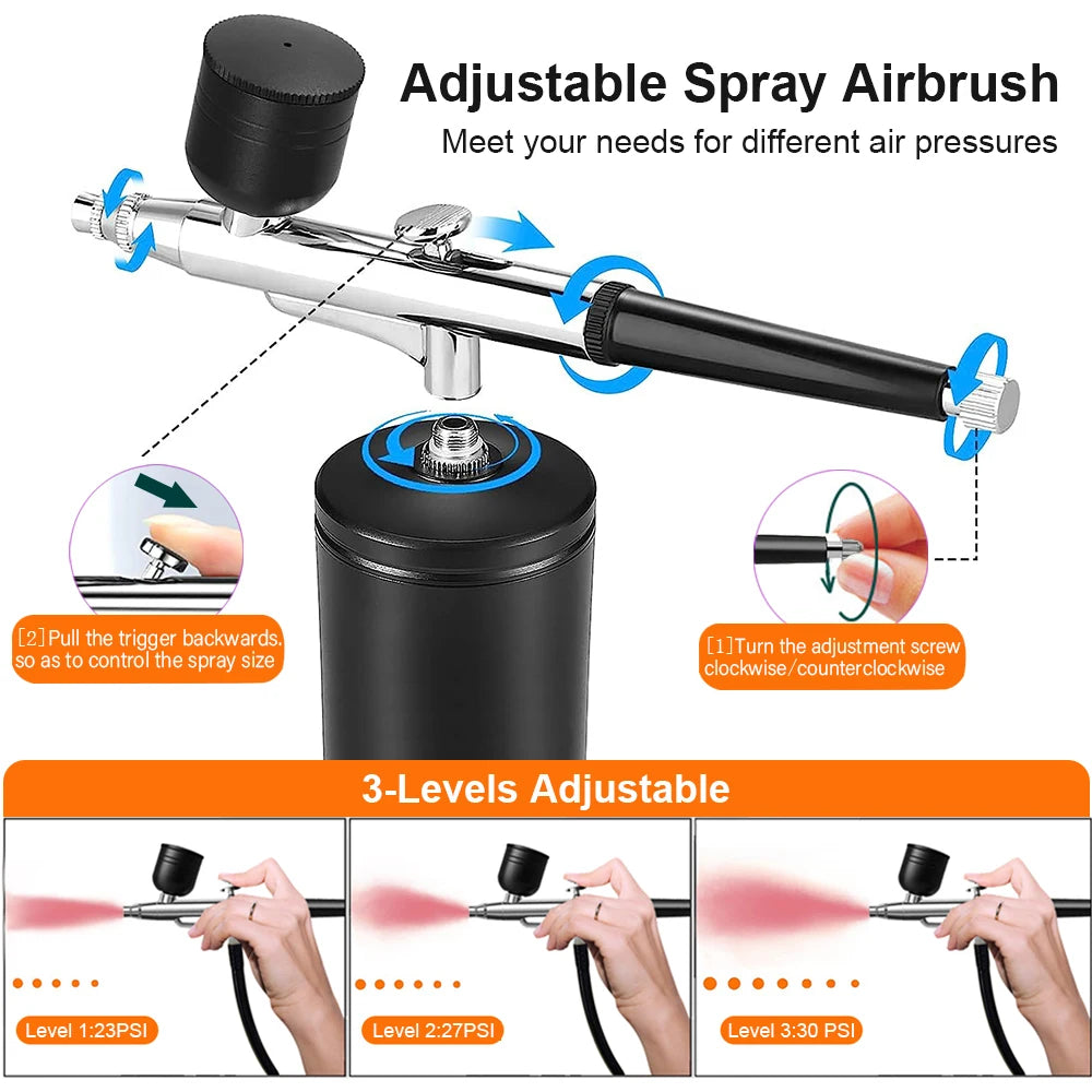 Airbrush Nails Art Painting Compressor Portable Air Brush Cake Paint Spray Gun Cordless Mini Airbrush For Nail Decoration Makeup