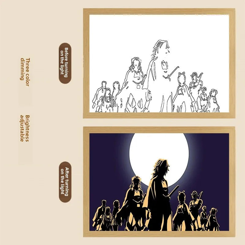 3D Anime LED Lights Painting Under the moon USB 23x17cm