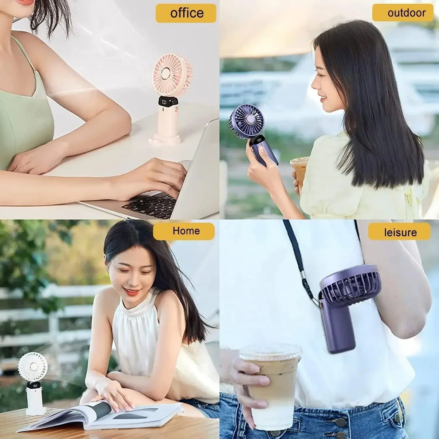 Handheld Mini Fan Portable USB Rechargeable, Foldable Neck Fan with 5 Speeds & Phone Holder, for Outdoor/Desk Use, Lightweight