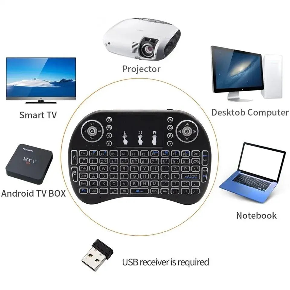 I8 2.4G Mini Wireless Keyboard with Air Mouse Touchpad Remote for Android TV Box PC Smart TV