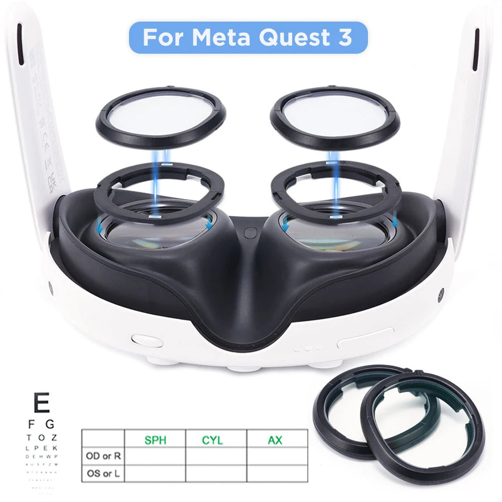 Quest 3 Lens Myopia Anti-Blue Anti-Glare Glasses Magnetic Eyeglass Frame VR Prescription Lenses For Meta Quest 3 Accessories
