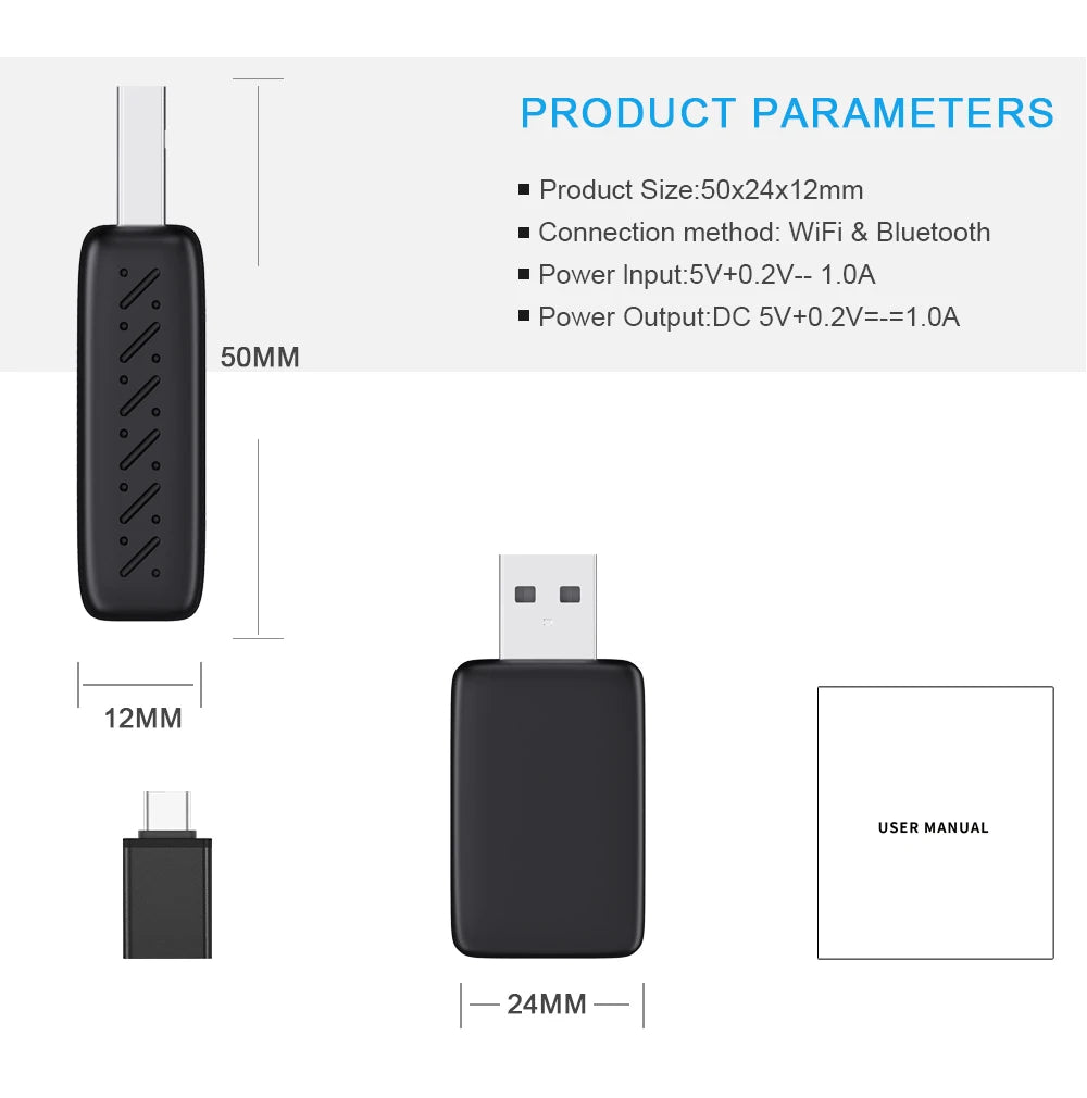 XUDA 2in1 Wireless Carplay Adapter Android Auto Smart Dongle Mini Box Plug And Play For Volvo Benz Cadillac Jeep Lexus Buick VW