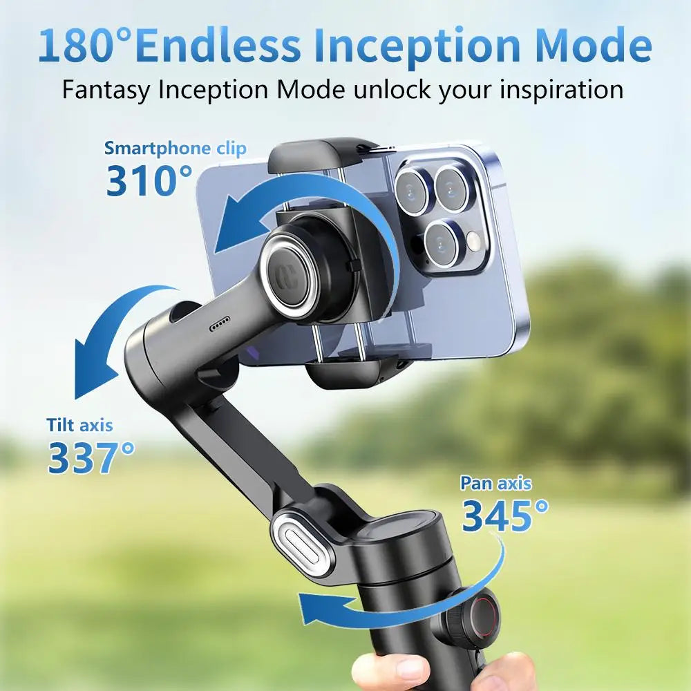 AOCHUAN 3-Axis Handheld Gimbal Stabilizer for Smartphone with Fill Light for iPhone Android Face Tracking Vlog Smart XE
