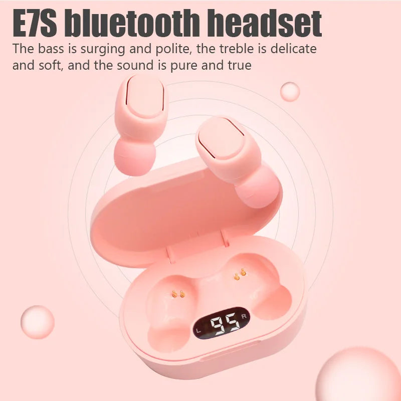 Original TWS E7S Wireless Fone Bluetooth Earphones Stereo Sport Headphones Earbuds with Mic Noise Cancelling Smart LED Display