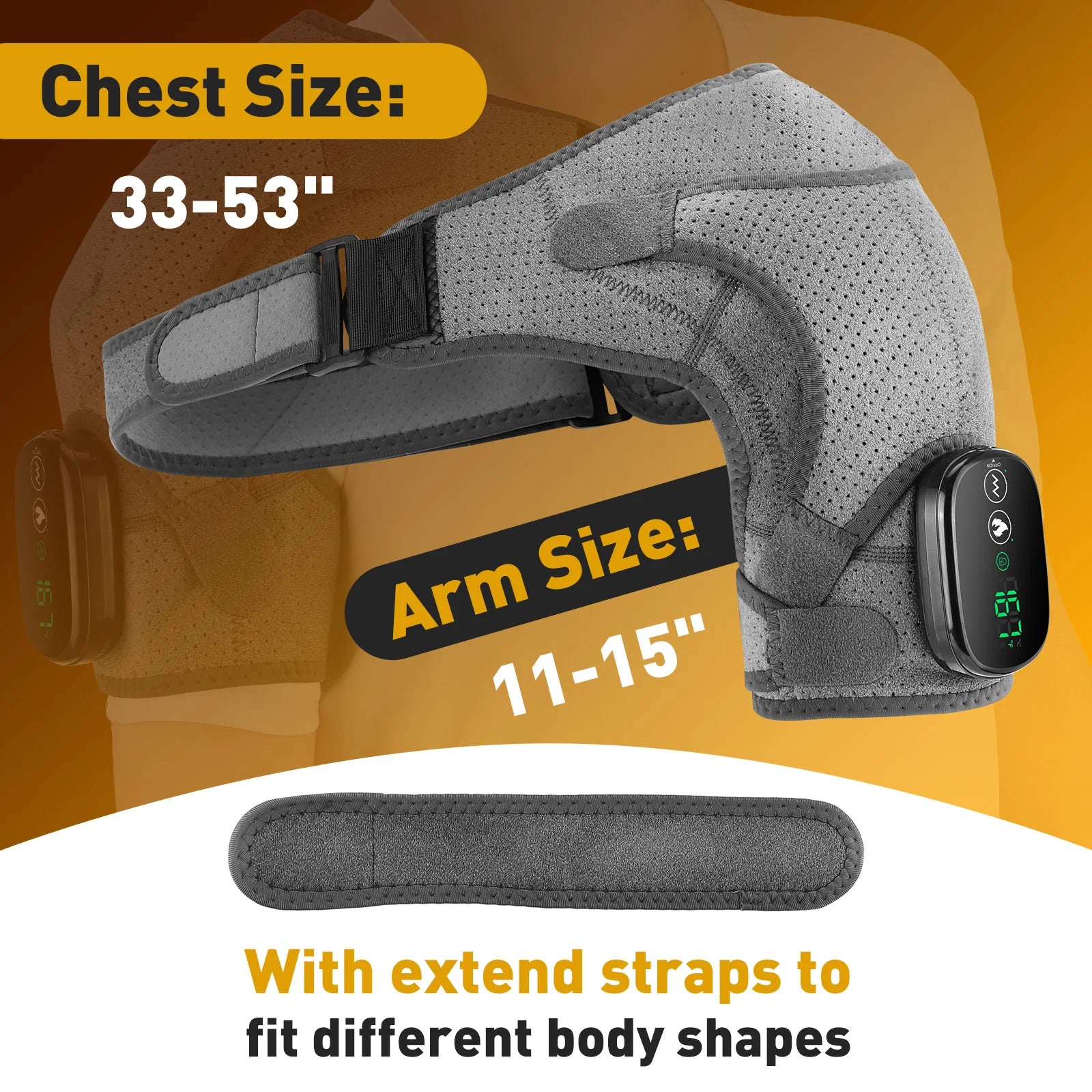 Heating Heated Shoulder Brace Wrap Shoulder Massage Support Belt Strap with Adjustable of Heating