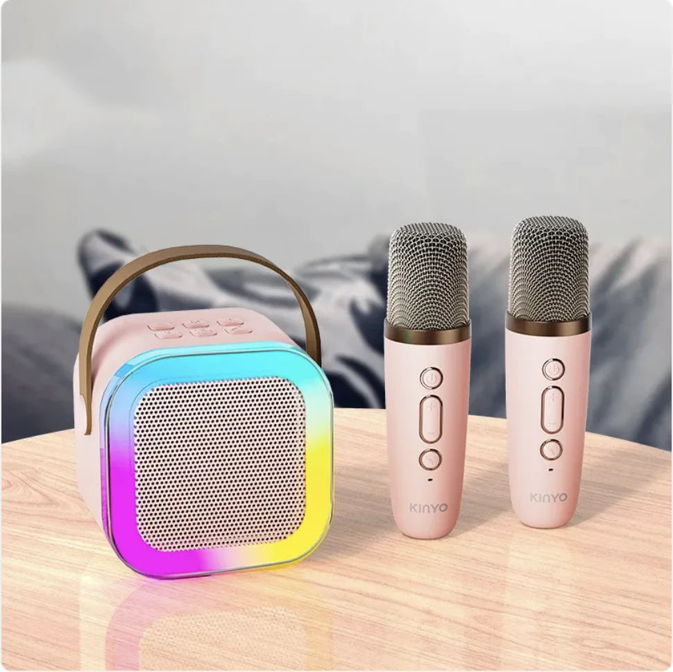RGB Wireless Bluetooth Speaker with Light Effects Dual Microphone Pink