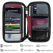 Travel Passport Wallet Multi-Function RFID Waterproof Family Passport Holder Trip Document Organizer Credit Card Package Purse