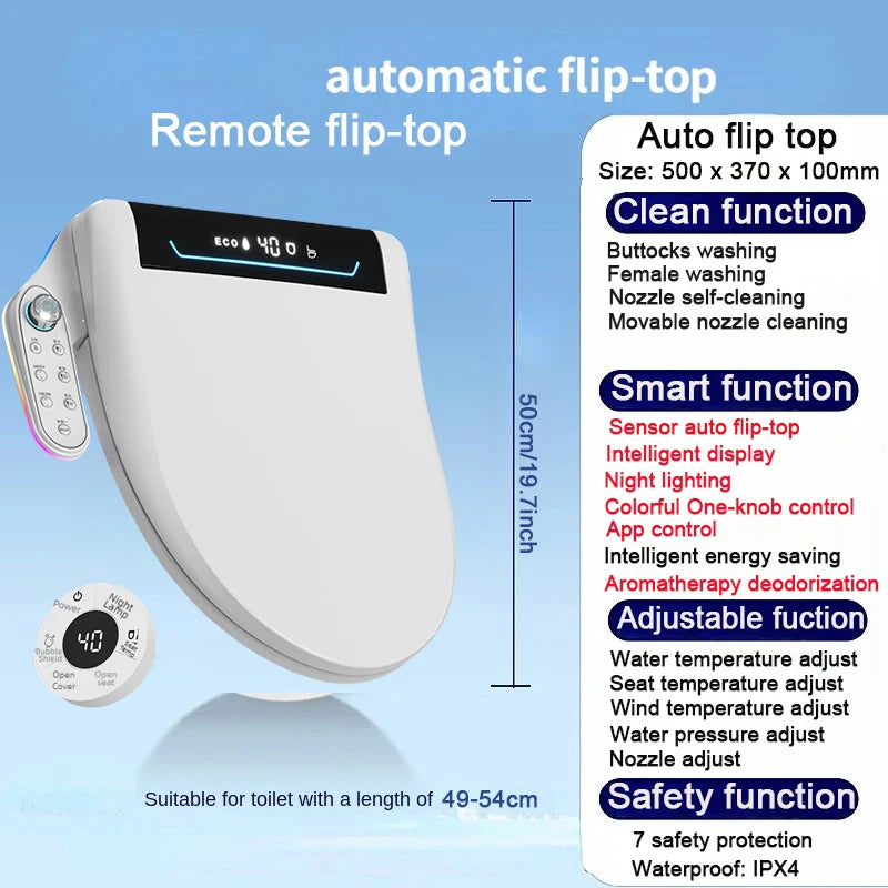 WETIPS AI Toilet Seat, WC, Japonais, Chauffant Cuvette, Toilette, Japonaise Smart Japanese, Toilet Bidet App Flip Top Toilette Seat AU plug-220V-HB-V