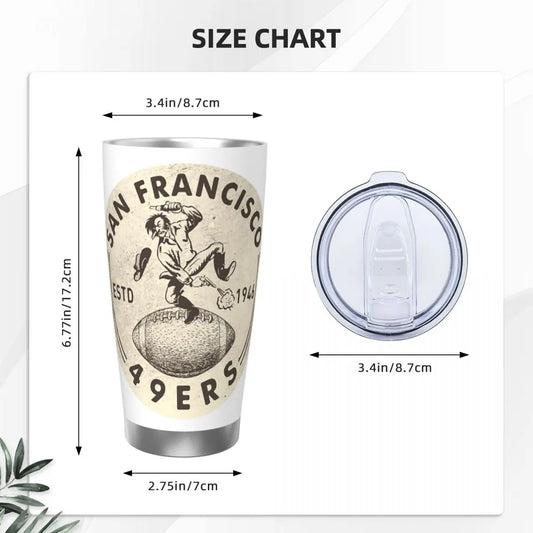 Vintage San Francisco 49ers | Buck Stainless Steel 20oz Tumbler, Vacuum Insulated Mug, Thermal Cup with Lid and Straw – Hot Cold Drink Sports Fan Gift