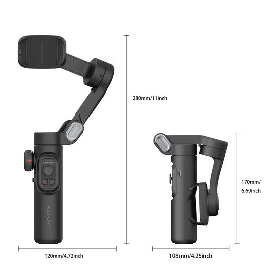 AOCHUAN Smart XE 3-Axis Handheld Gimbal Stabilizer with Fill Light — Smartphone Gimbal for iPhone & Android, AI Face Tracking & Vlogging