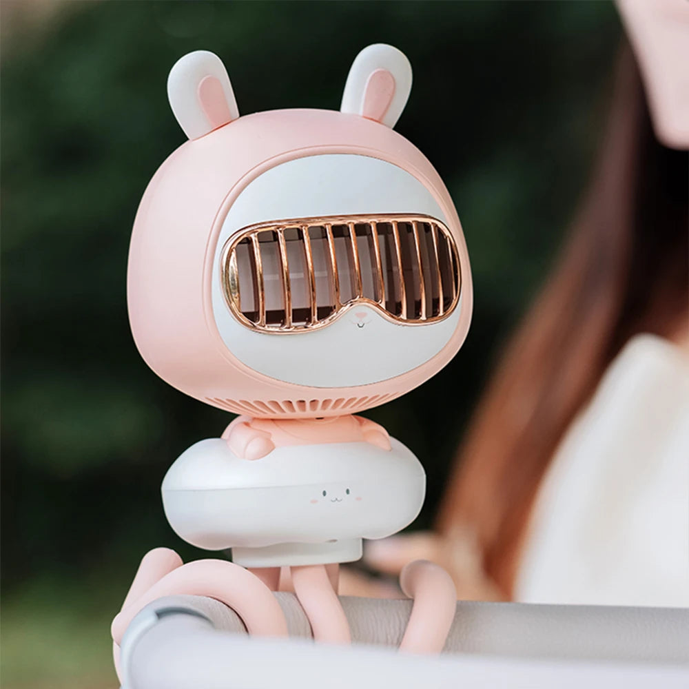 Mini Handheld Stroller Fan, Portable Personal Baby Fan with Flexible Octopus Holder, 3600mAh Battery, 4 Speeds, USB Rechargeable