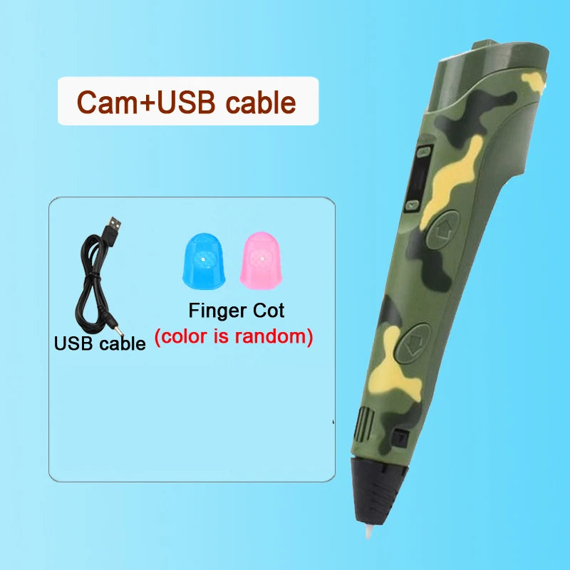 3D Pen LED Screen DIY 3D Printing Pen PLA Filament 3D Printer Pen Drawing Stift Creative Toy Gift For Kids Design Drawing
