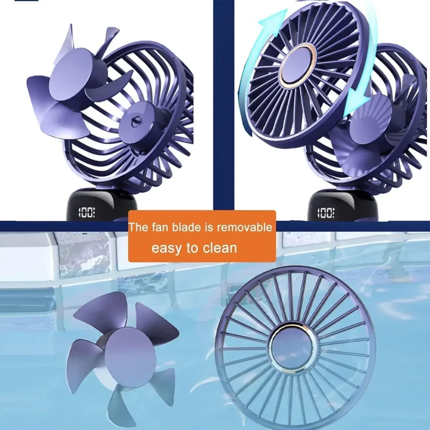 Handheld Mini Fan Portable USB Rechargeable, Foldable Neck Fan with 5 Speeds & Phone Holder, for Outdoor/Desk Use, Lightweight