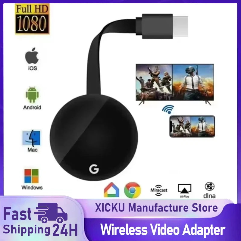 HDMI-Compatible Chromecast Google Wireless WiFi Mirascreen HD Display Dongle Media Streaming Video TV Smart Home for IOS/Android